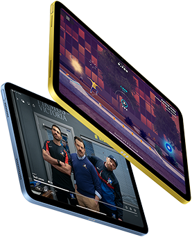 แสดงภาพหน้าจอการเล่นเกมและรายการ Ted Lasso ของ Apple TV+ บน iPad